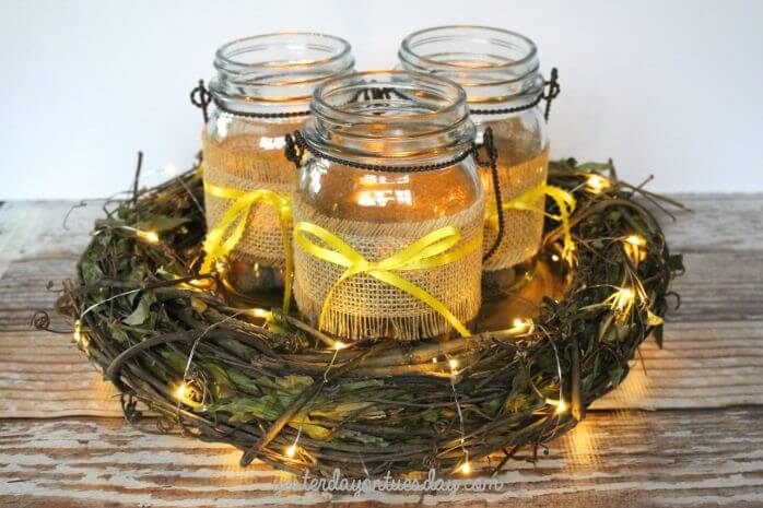 Outdoor Style Mason Jar Centerpiece