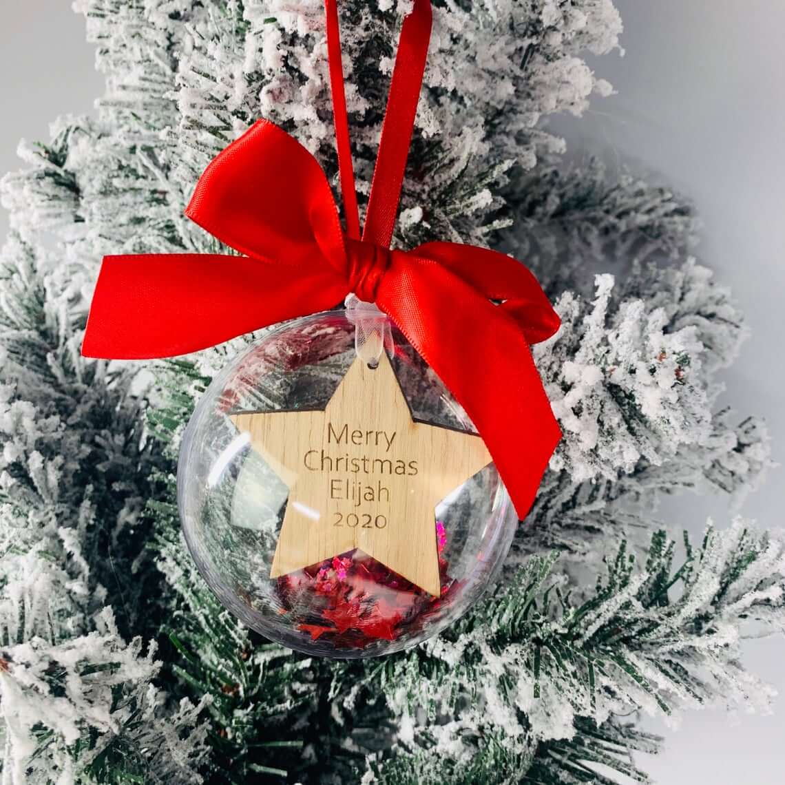 Clear Bubble Filled Star Cut Bauble