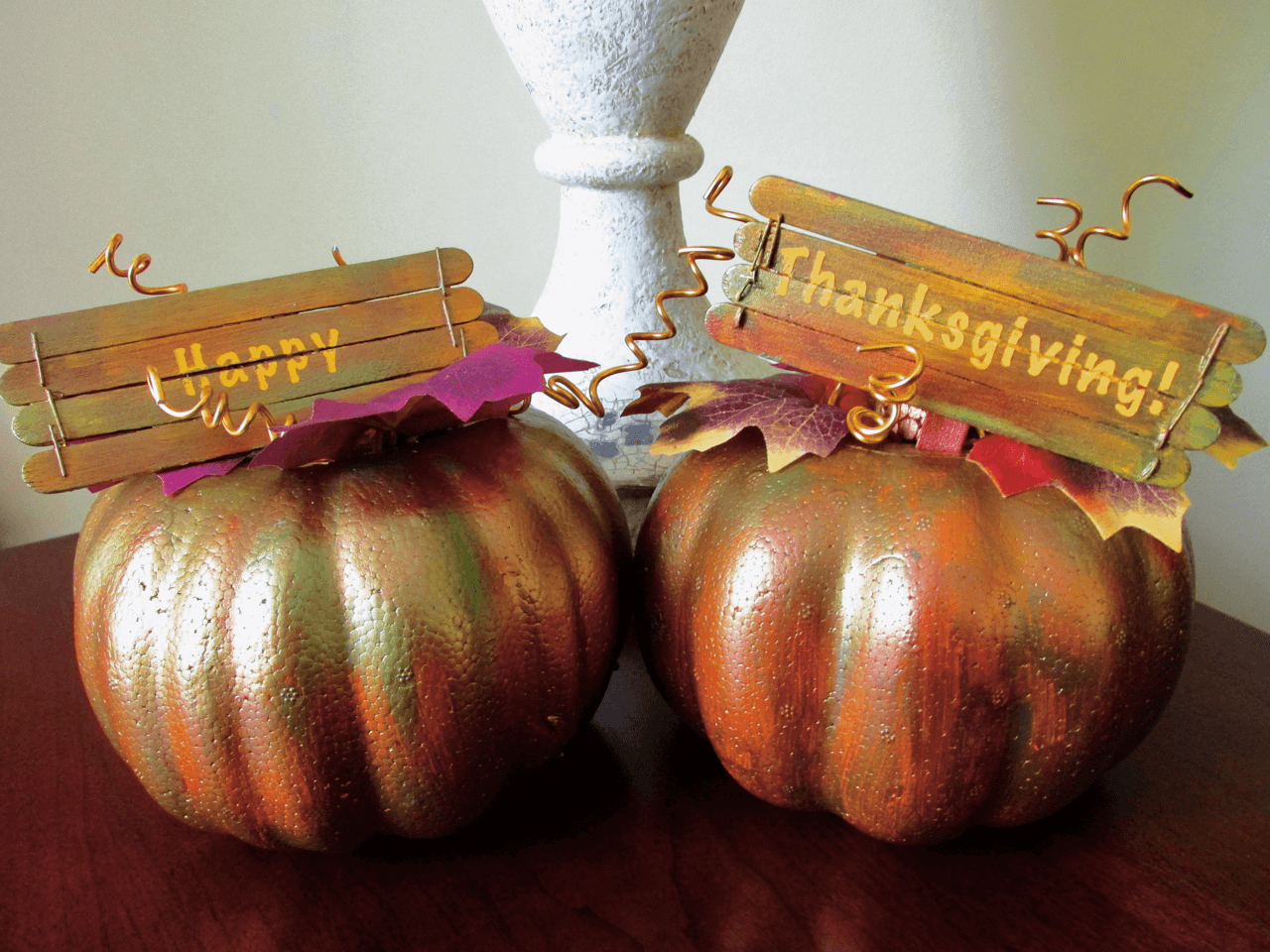 Festive “Happy Thanksgiving” Painted Pumpkins