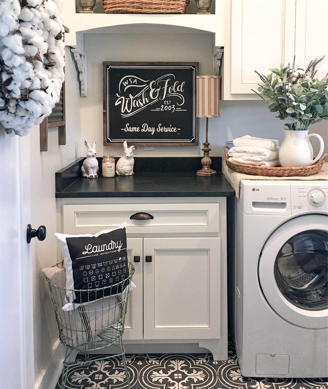 Black & White Farmhouse Laundry Room