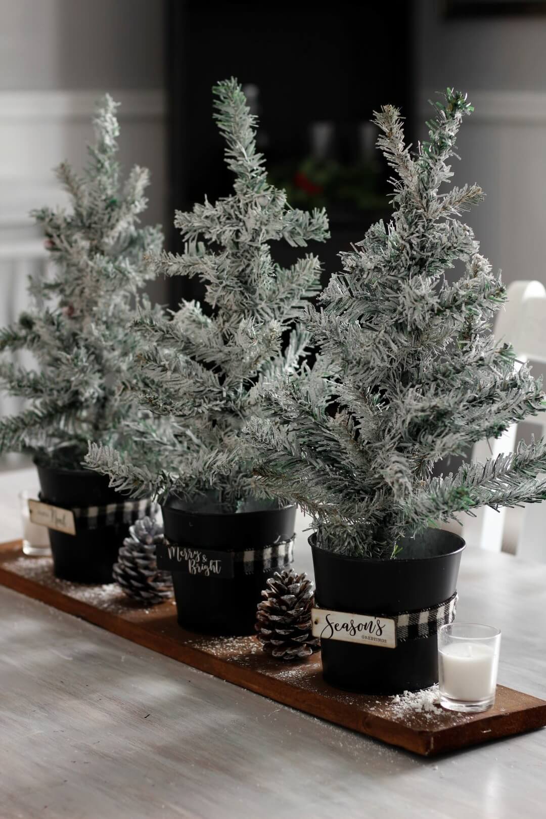 Christmas Centerpiece With Mini Rustic Trees