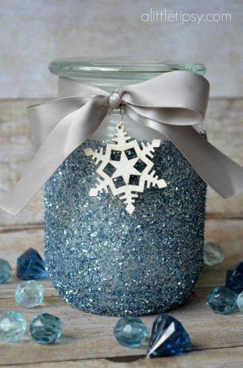 Icy Crystal Blue Candle Decor