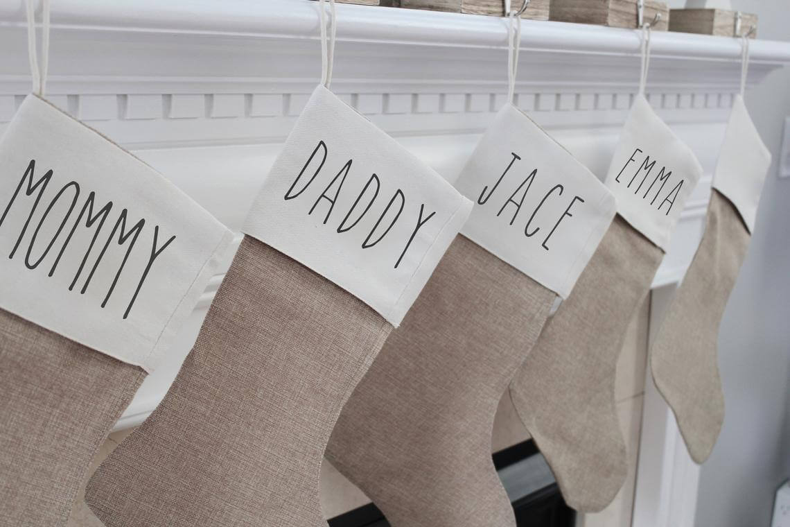 Soft Burlap Stockings with Customizable Name