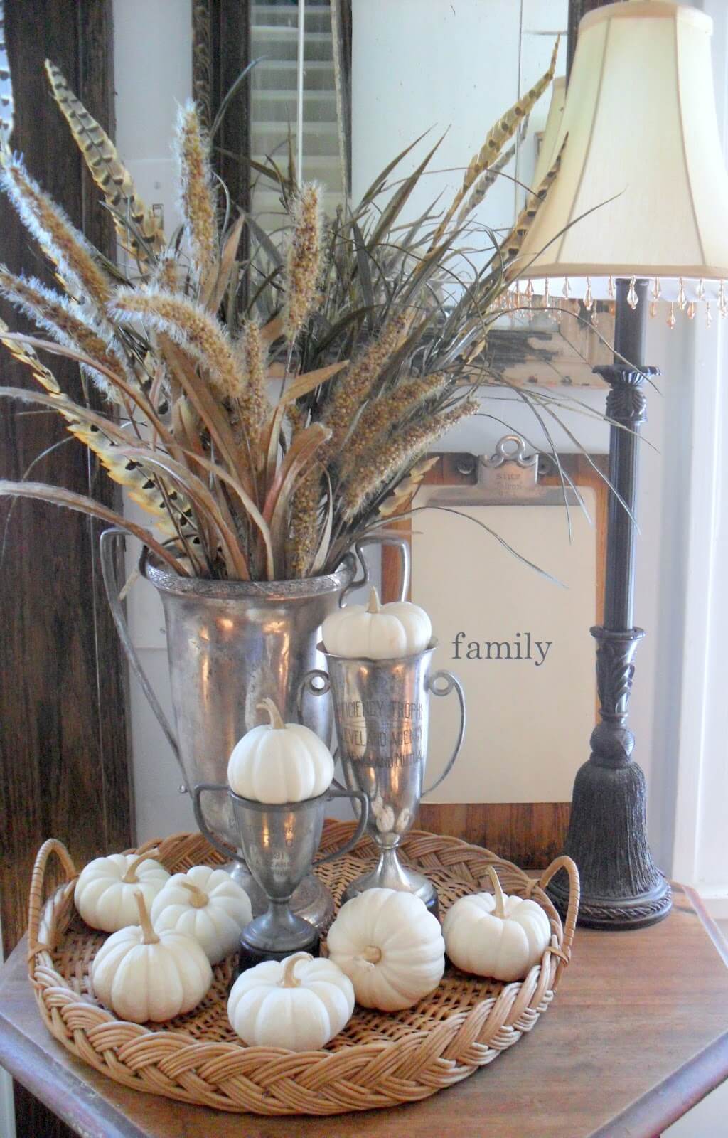 Metallic Meets Feathers and Grains Urn Showstopper