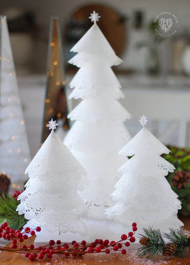 Elegant Paper Doily Christmas Trees