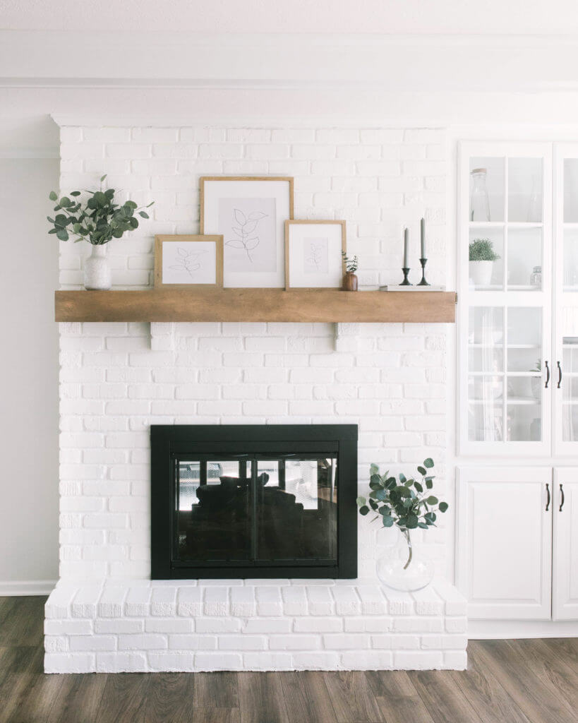 Simply Chic Farmhouse White Brick Fireplace Idea