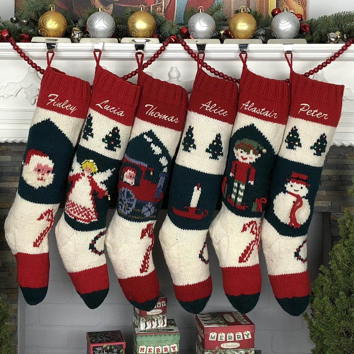 Hand Knitted Vintage Character Stockings