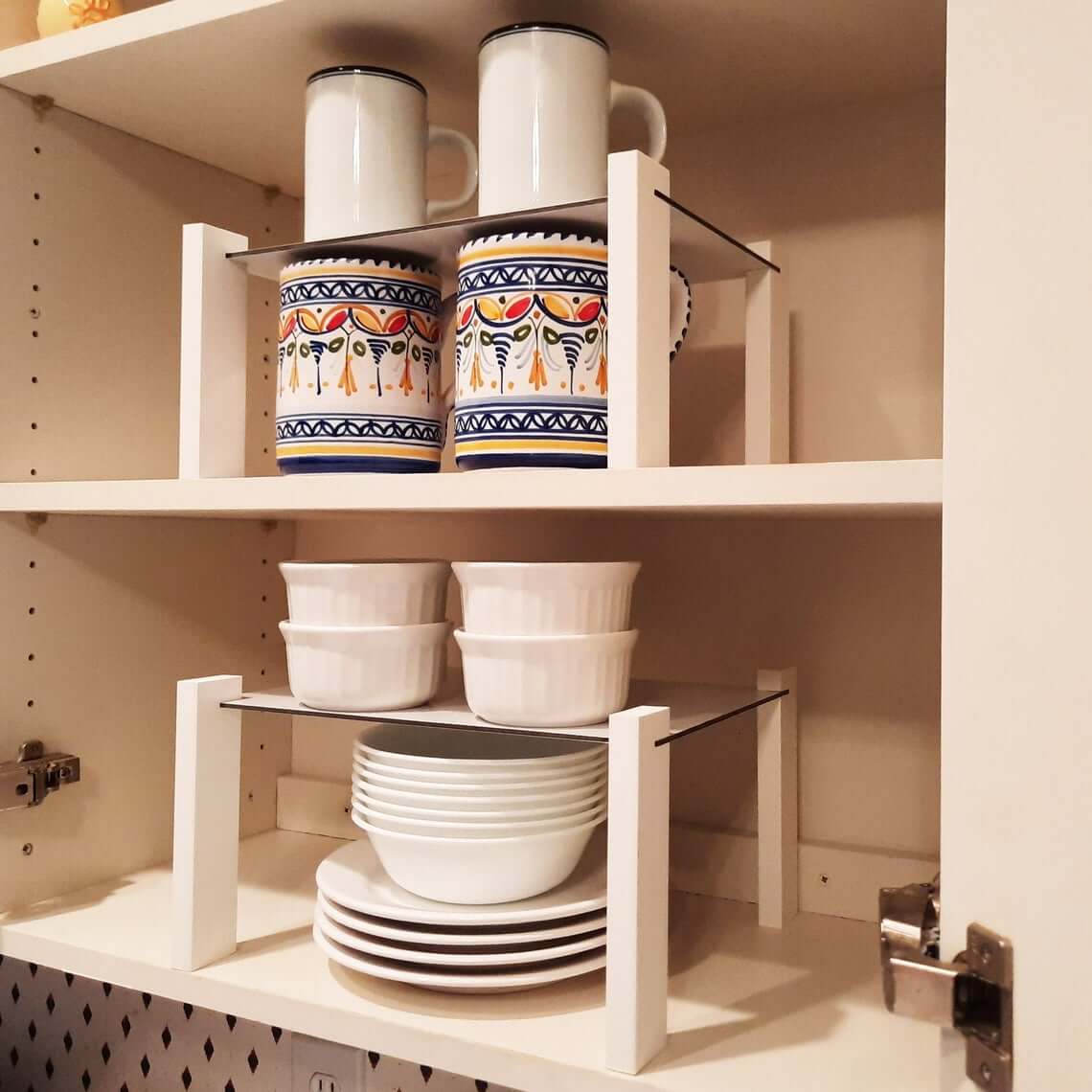 Raised Cabinet Storage Shelf Organizer