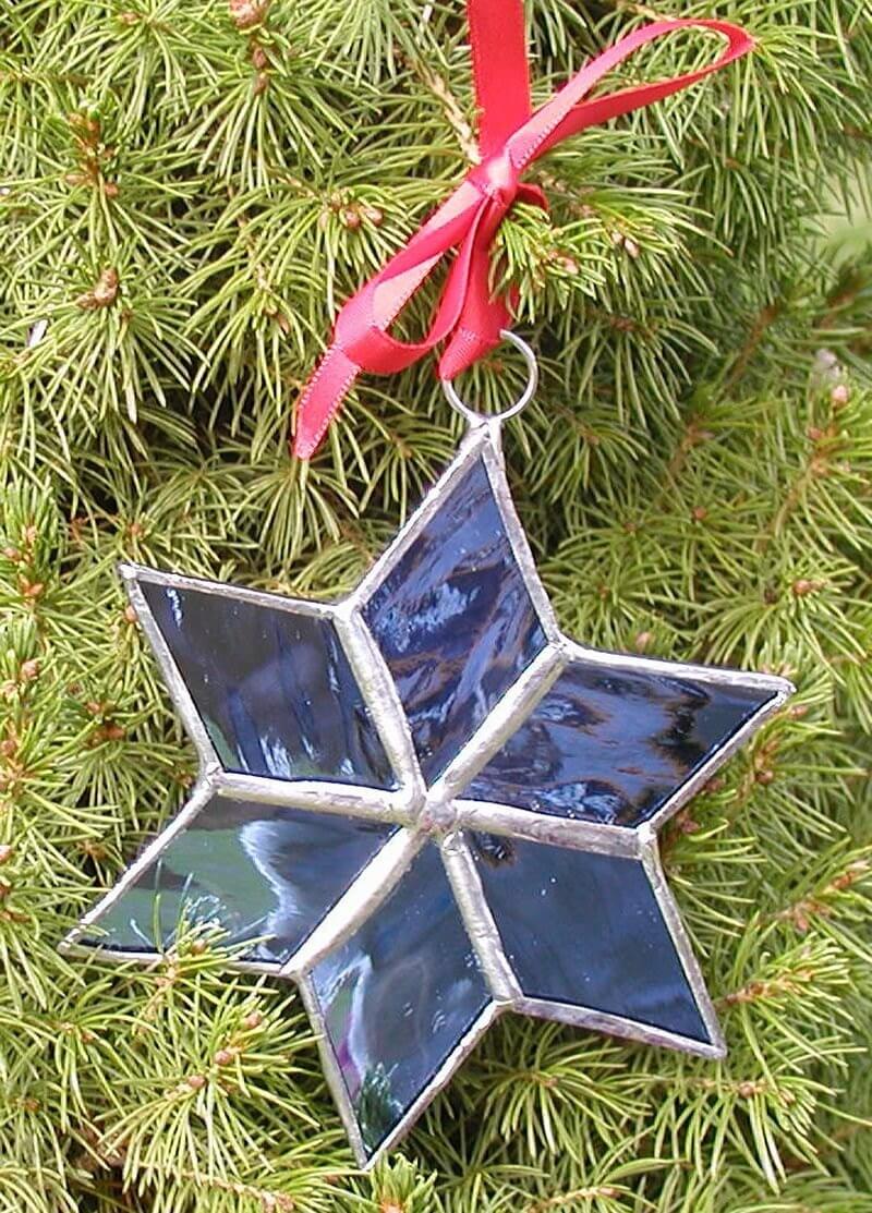 Stained Glass Blue Christmas Star