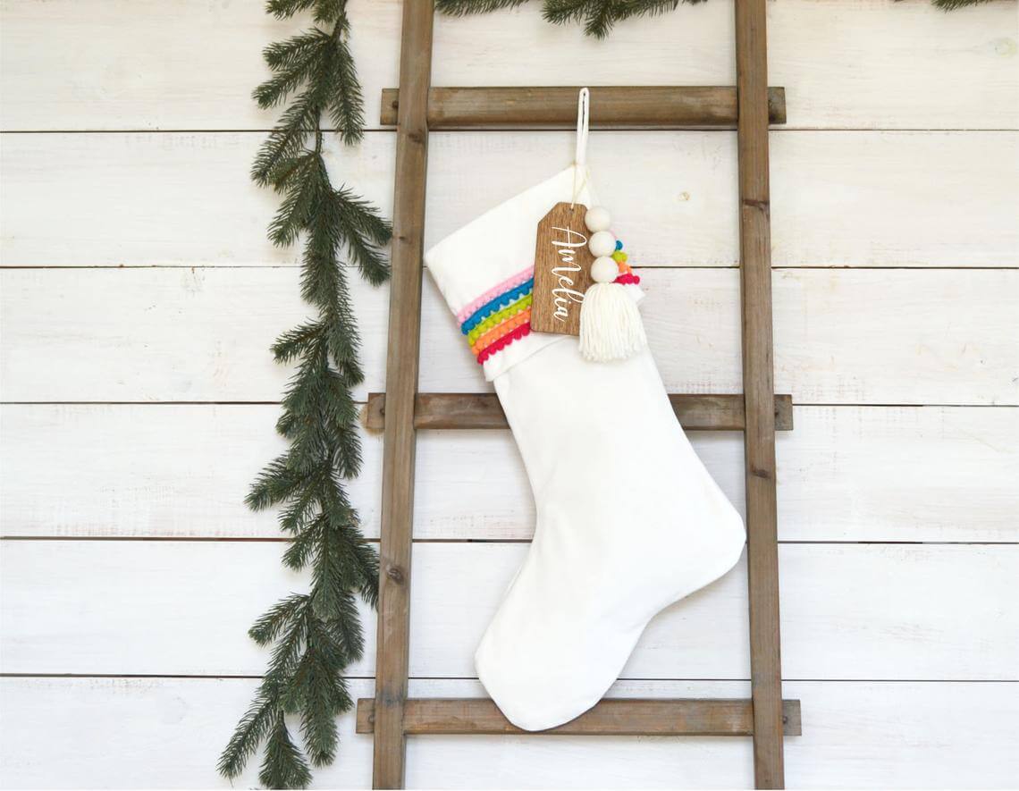  Rainbow Pom-Pom Stocking with Choice of 44 Embellishments