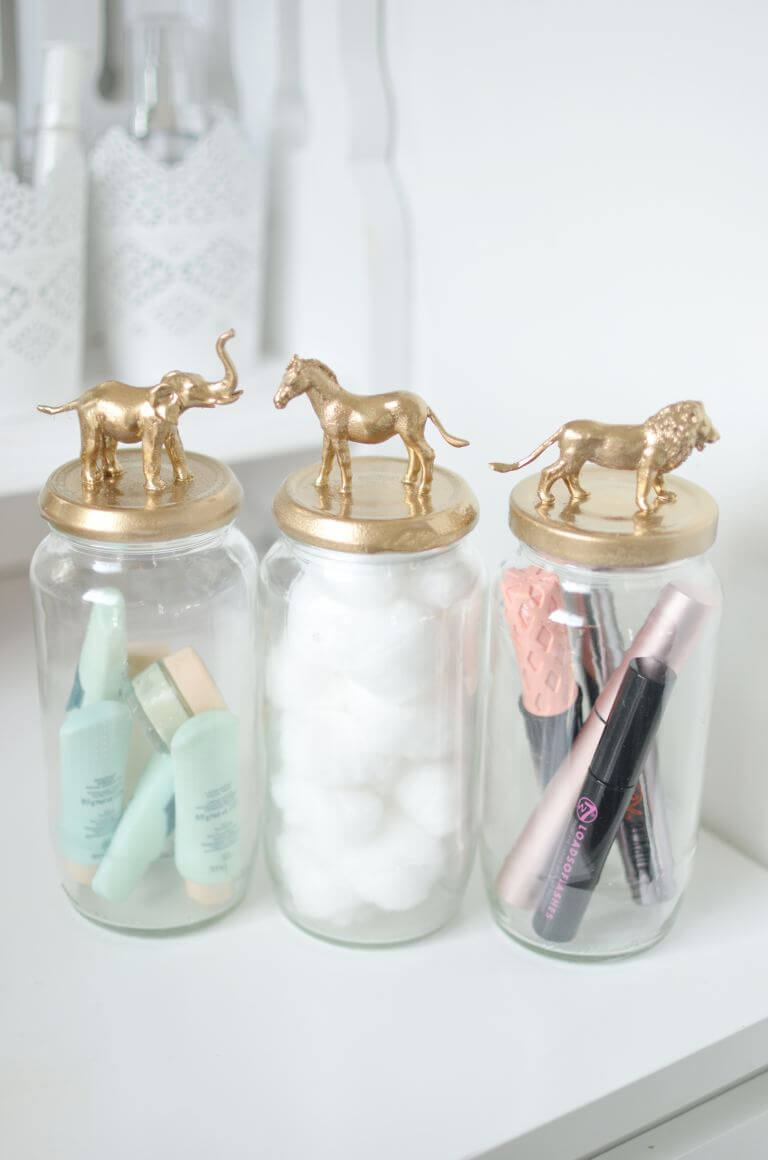 Gold Animal Vanity Storage Jars