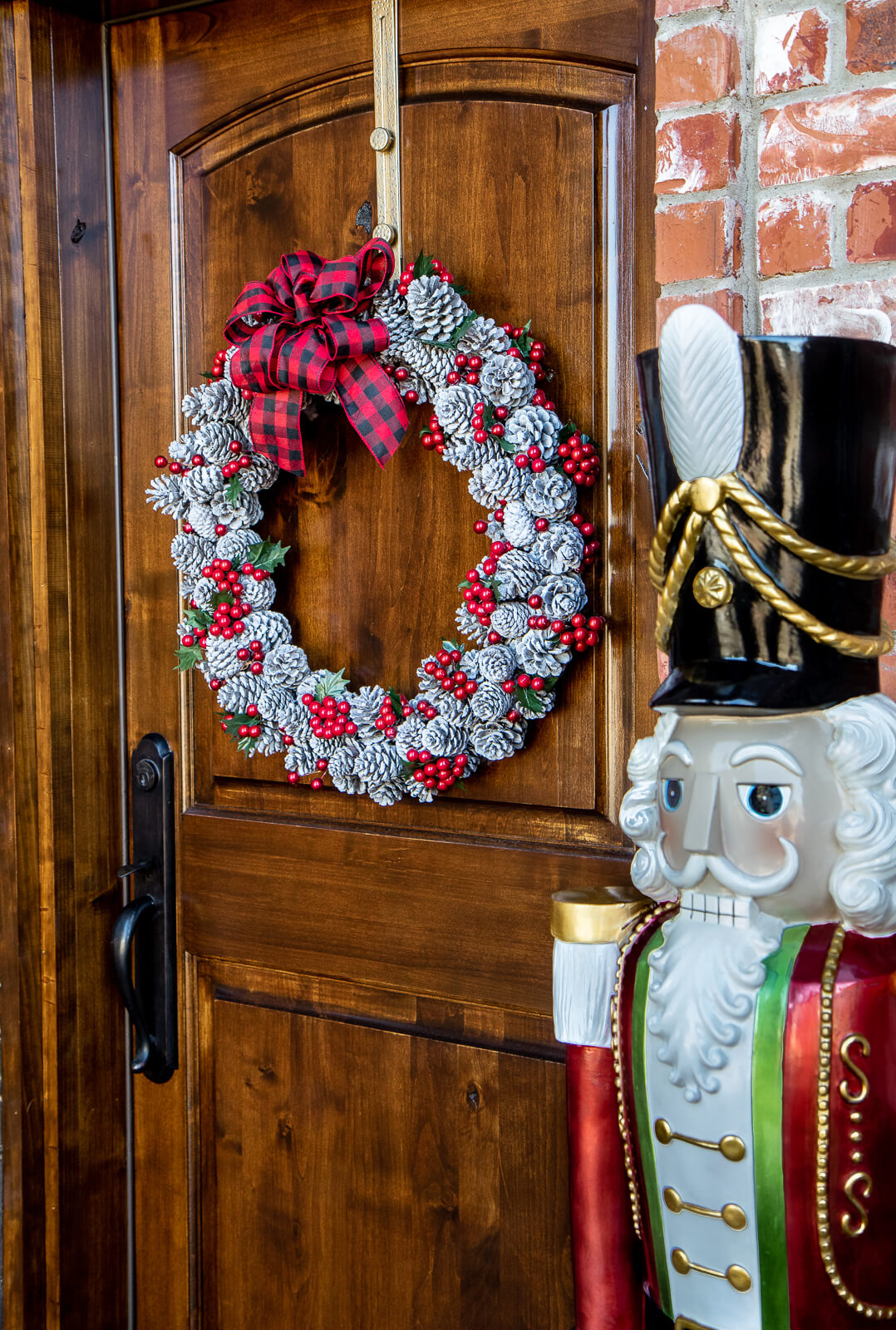 Crimson Berry & Snowy Pine Cone Christmas Wreath