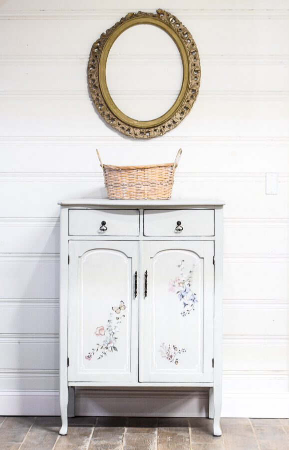 Refreshing Floral Patterned Painted Cabinet Makeover