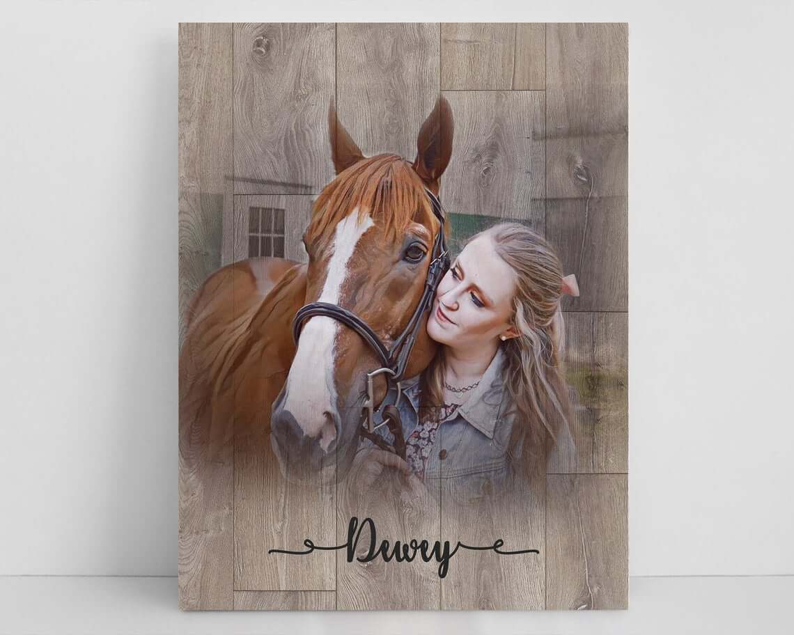 Elegant Wood Texture Wrapped Canvas Portrait