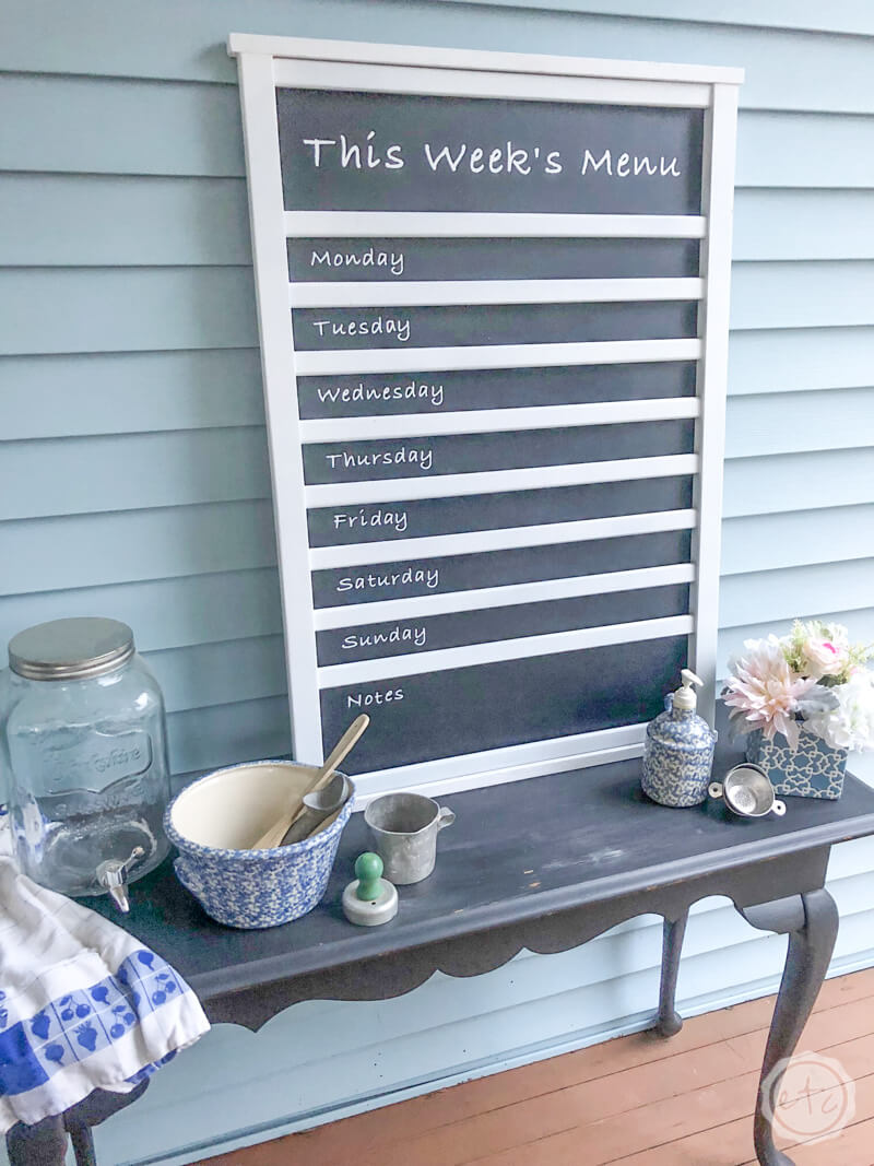 This Week's Menu Chalkboard Kitchen Organizer Board