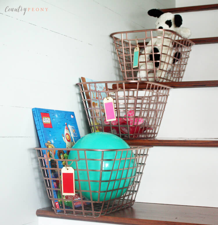 Metal Bins on the Stairs for Lost Toys