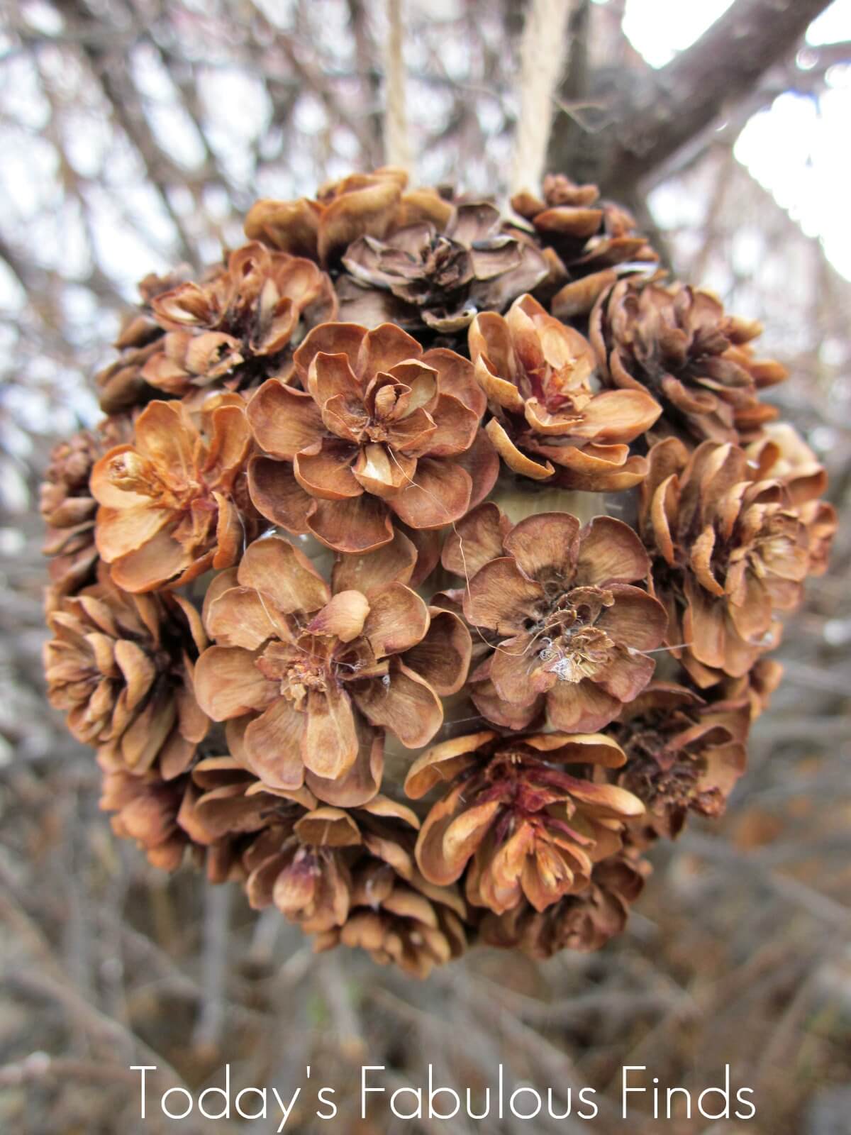 DIY Rustic pinecone Kissing Ball