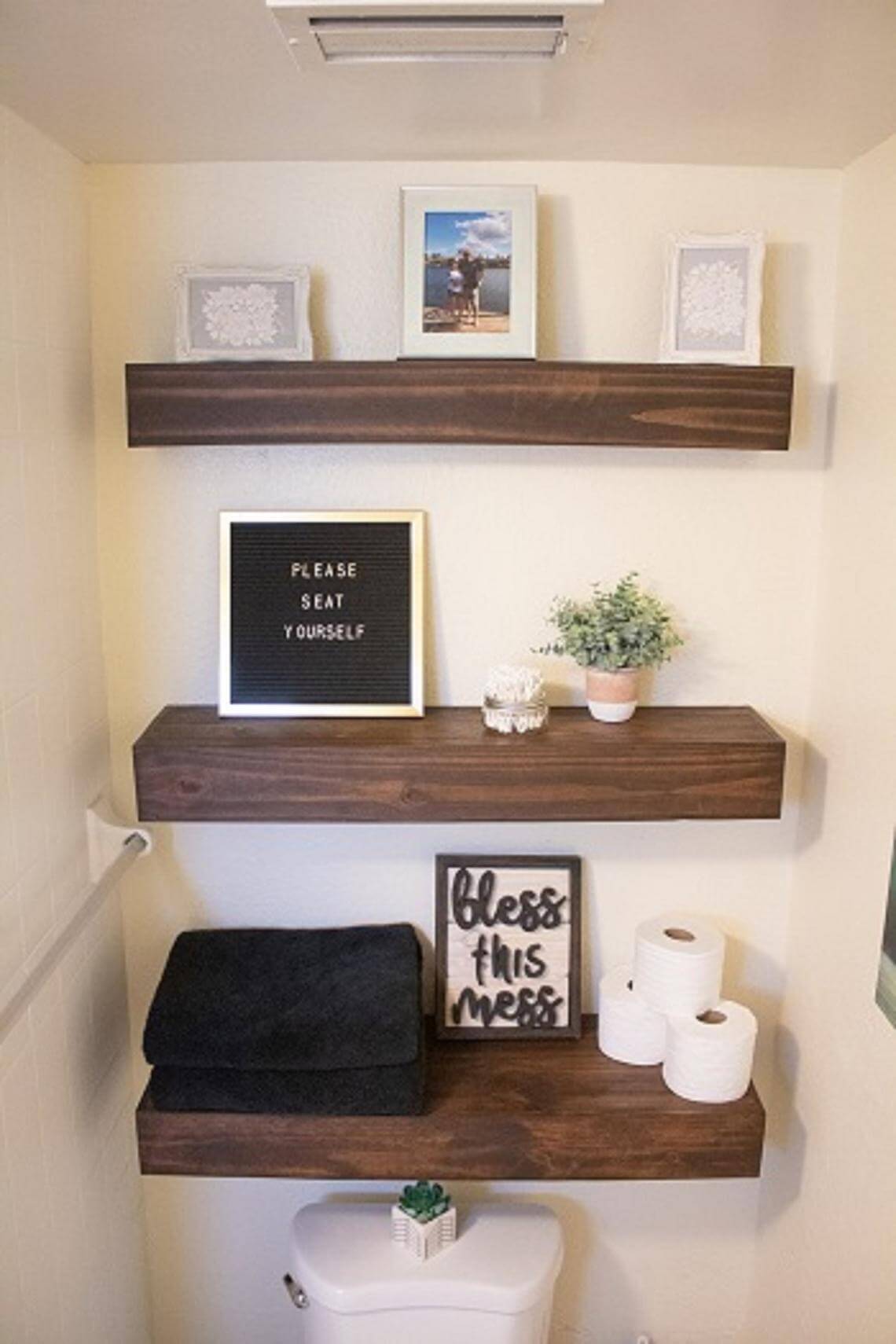 Floating Shelving for Over the Toilet Storage