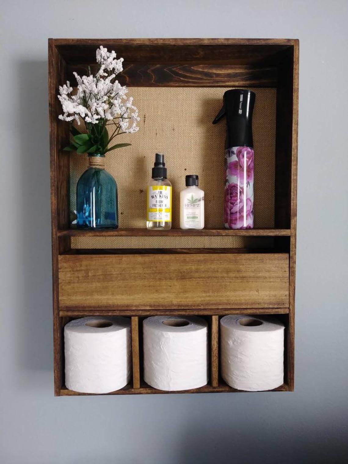 Shelving Unit With Toilet Paper Cubbies