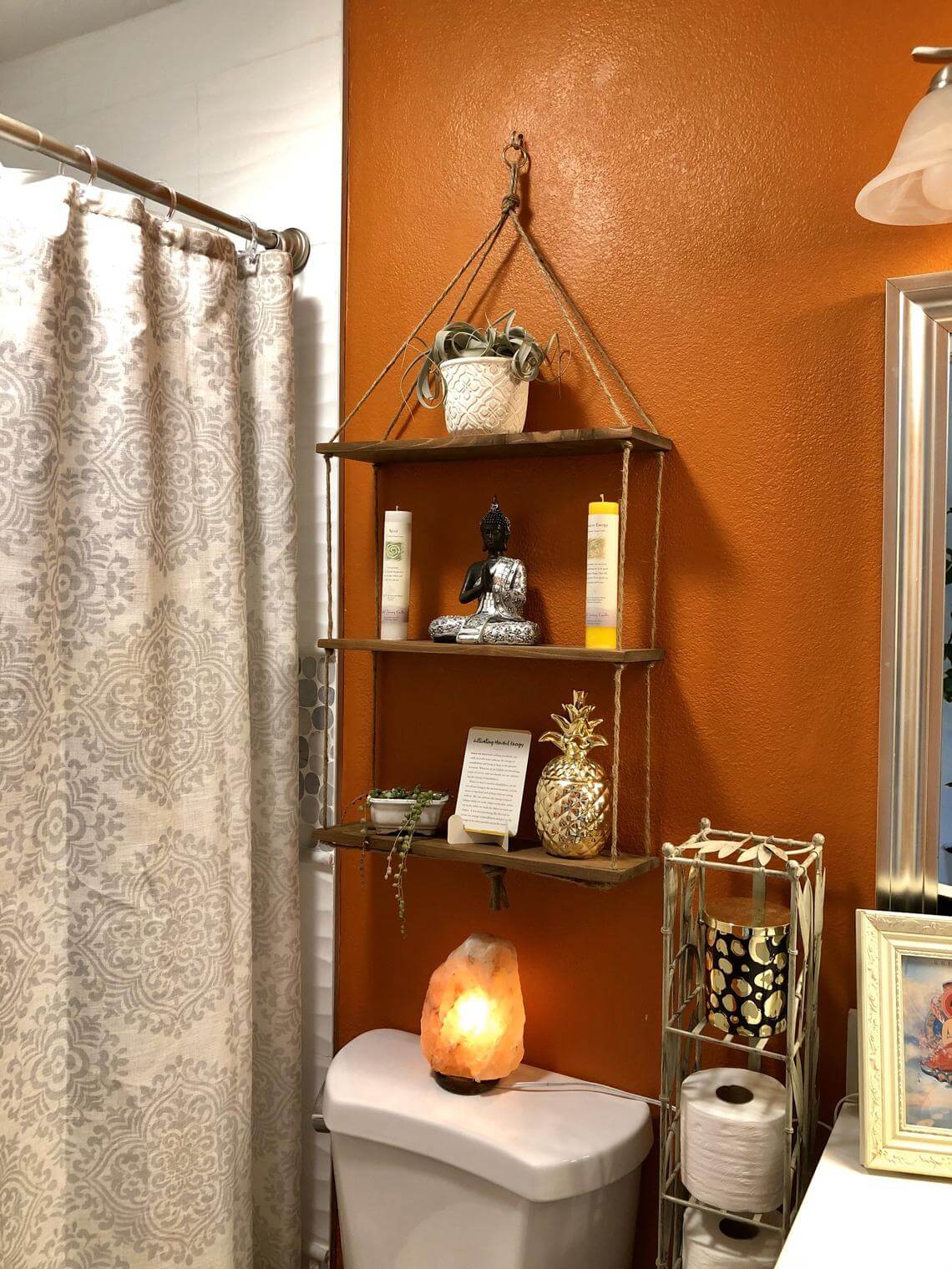 Boho Style Wood and Twine Shelving Unit