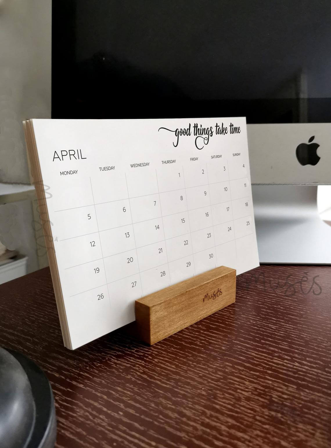 Small Wooden Block Desk Planner Holder