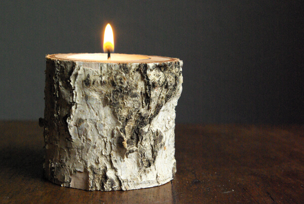 Rustic Raw Edge Wood Chuck Candle