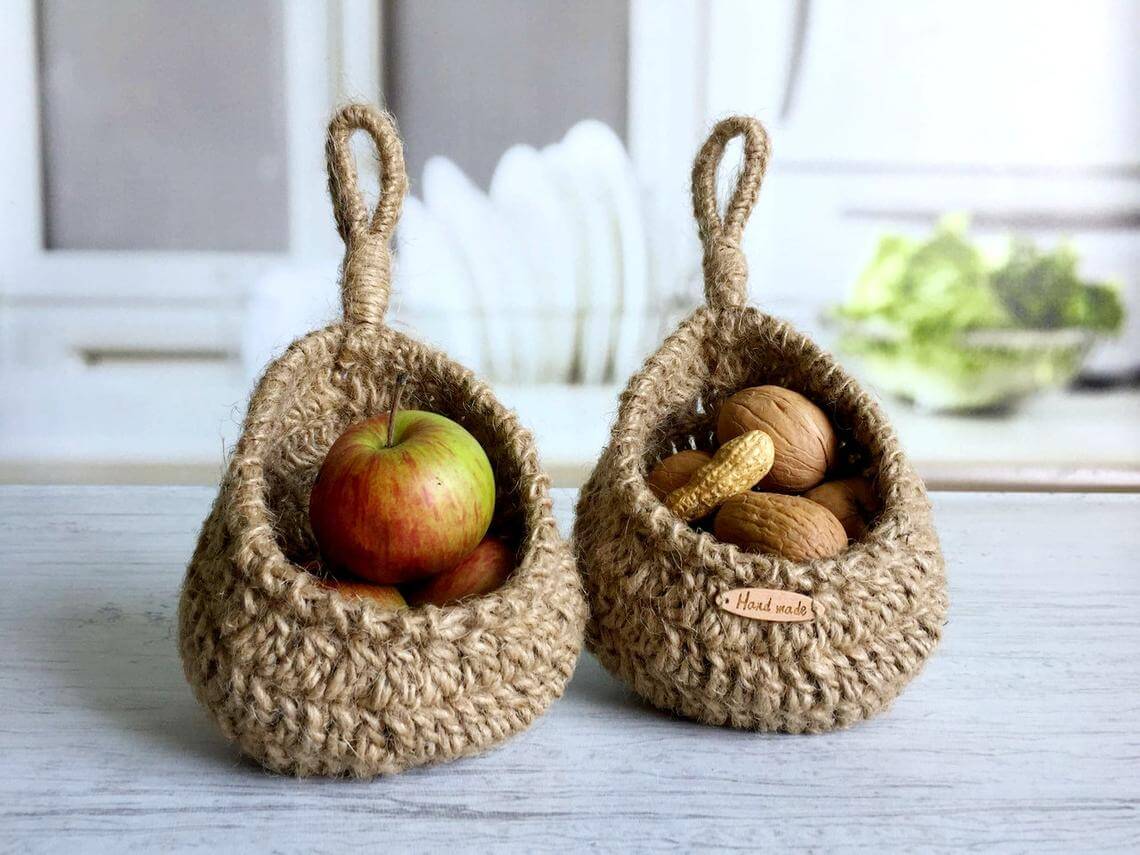 Miniature Jute Hanging Basket Set