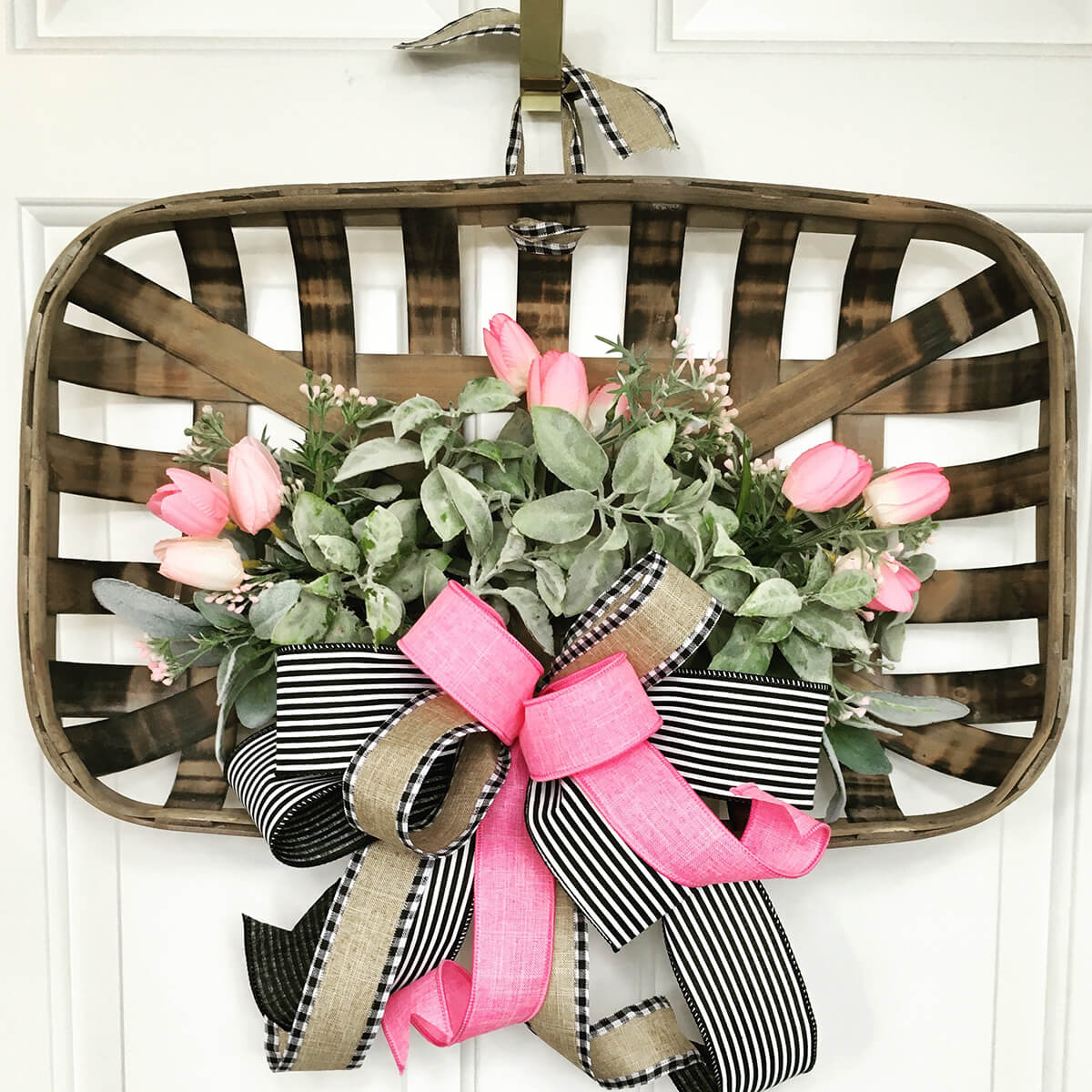 Classy Spring Flower and Ribbon Basket