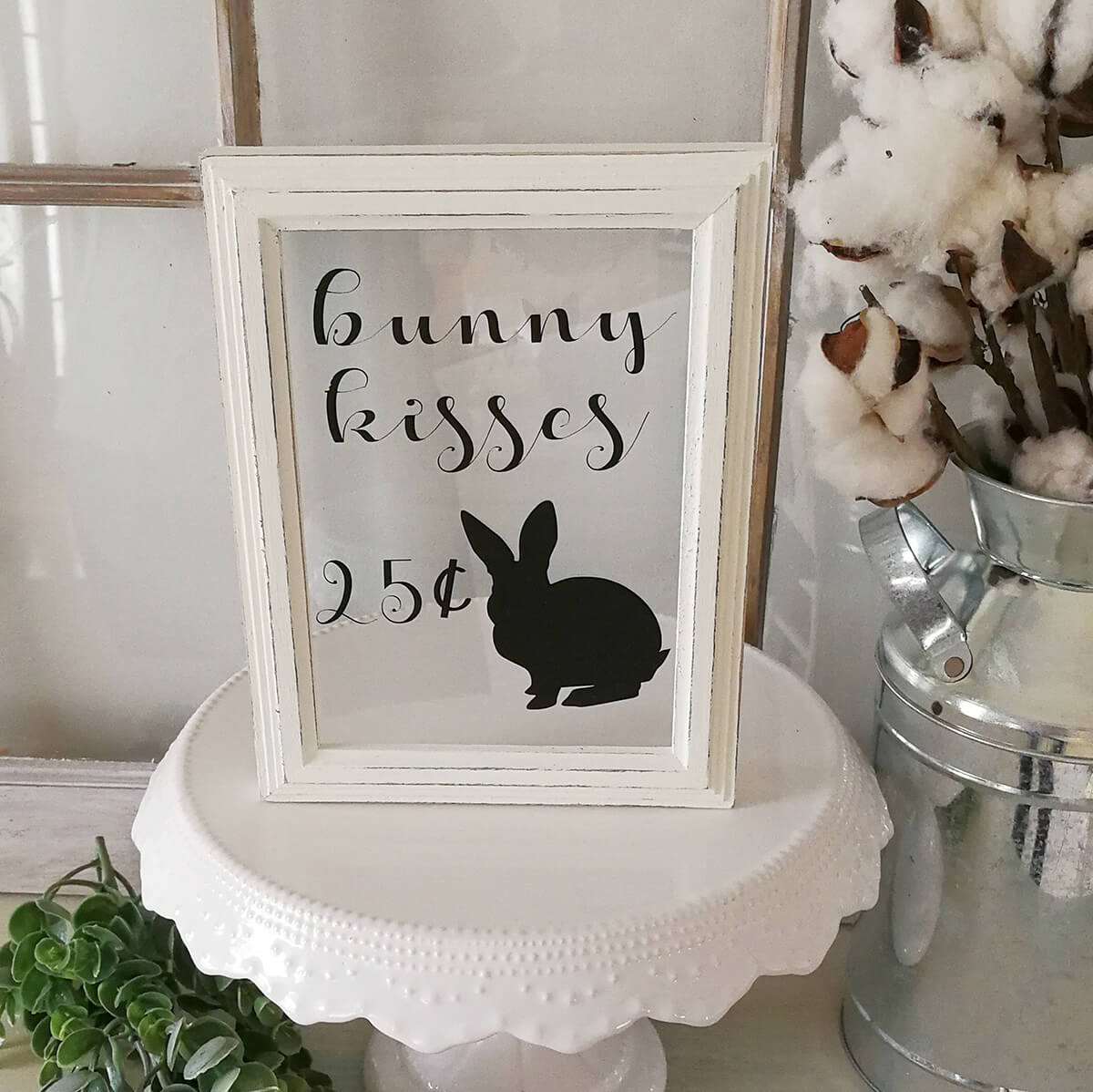 Adorable Bunny Kisses Glass Sign