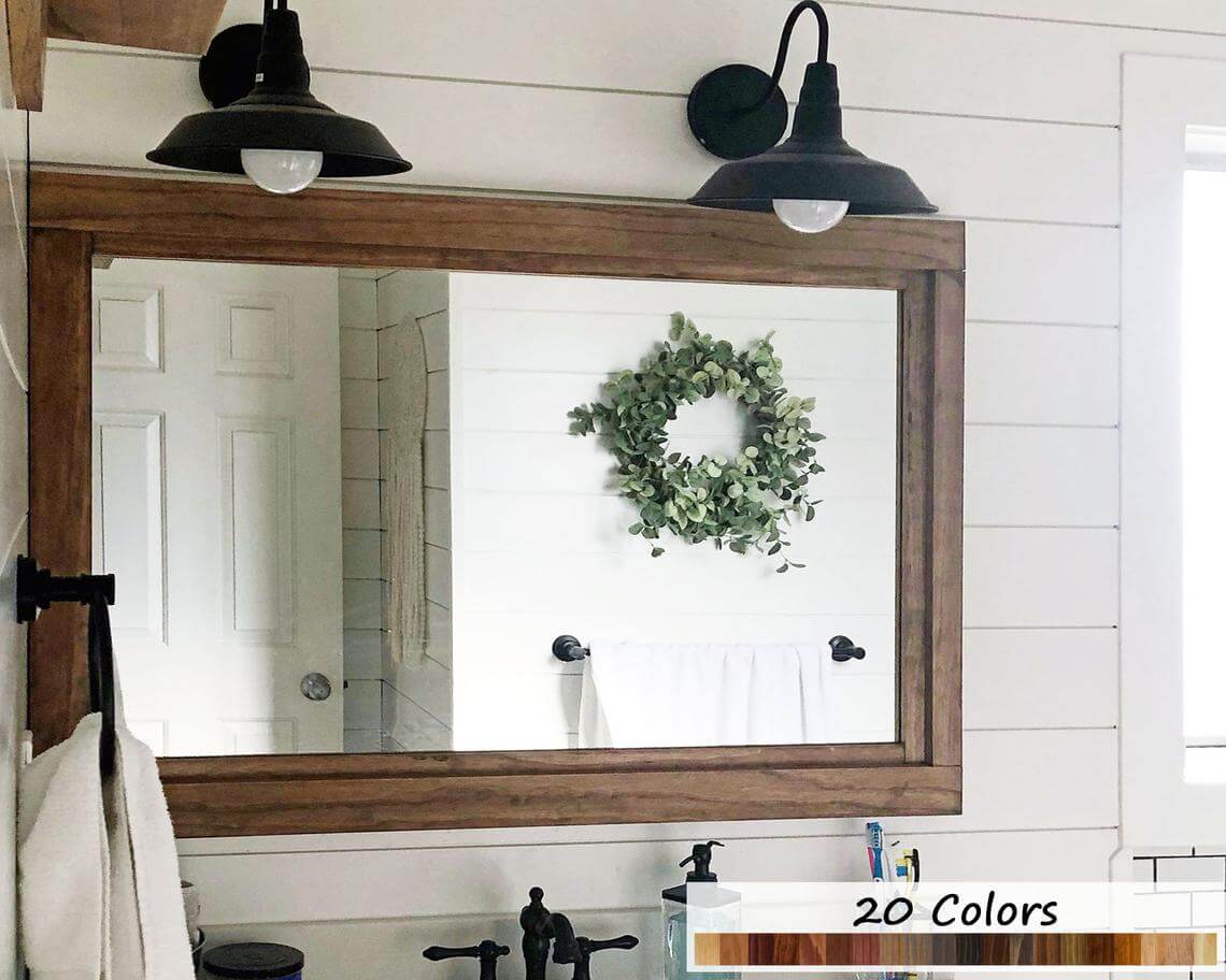 Double Layer Wooden Trim Vanity Mirror