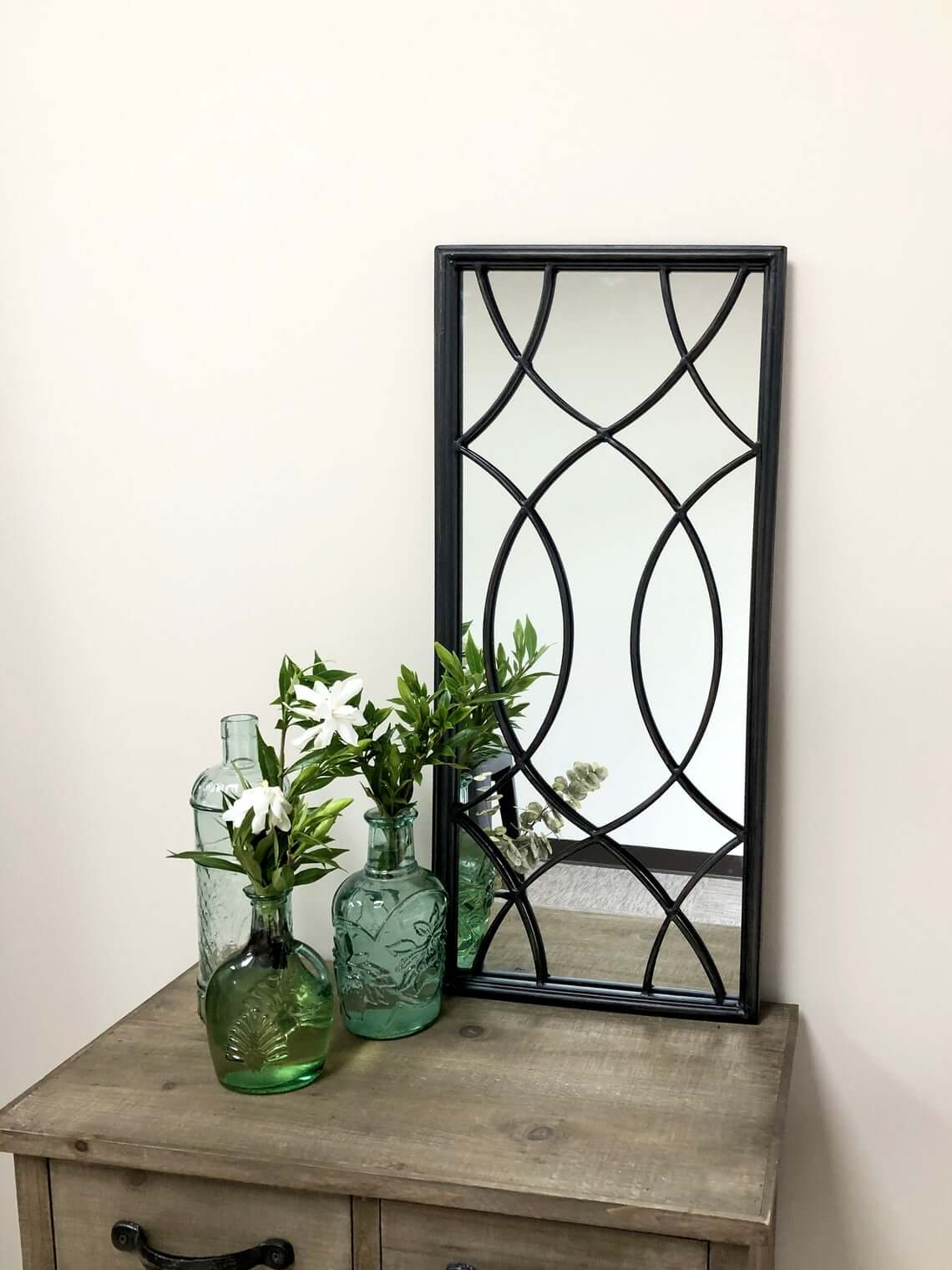 Intricate Black Geometric Overlay Decorative Mirror