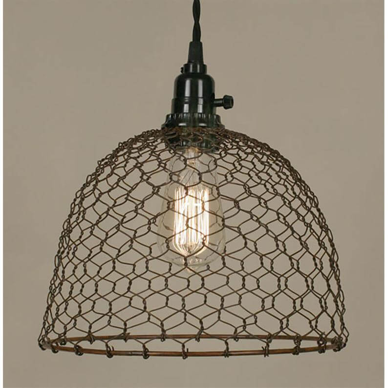 Metal Chicken Wire Domed Pendant Lamp