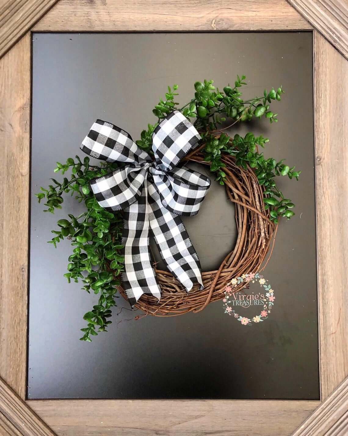 Great Grapevine Wreath with Plaid Bow