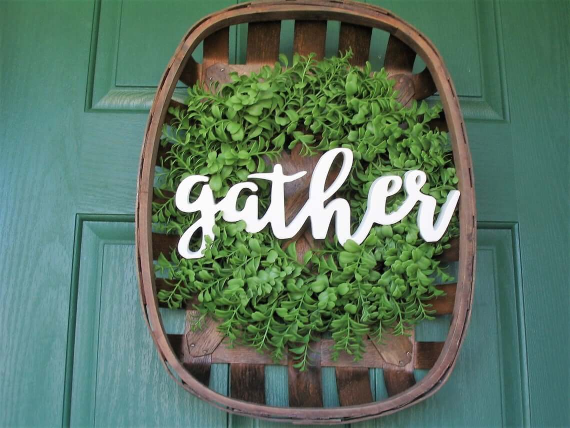 Gather Basket Wreath with Greenery