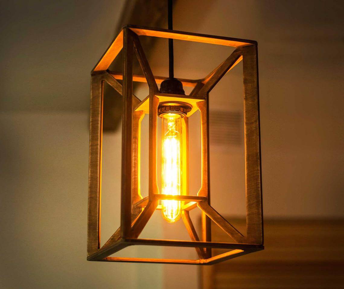 Contemporary Industrial Wooden Ceiling Light