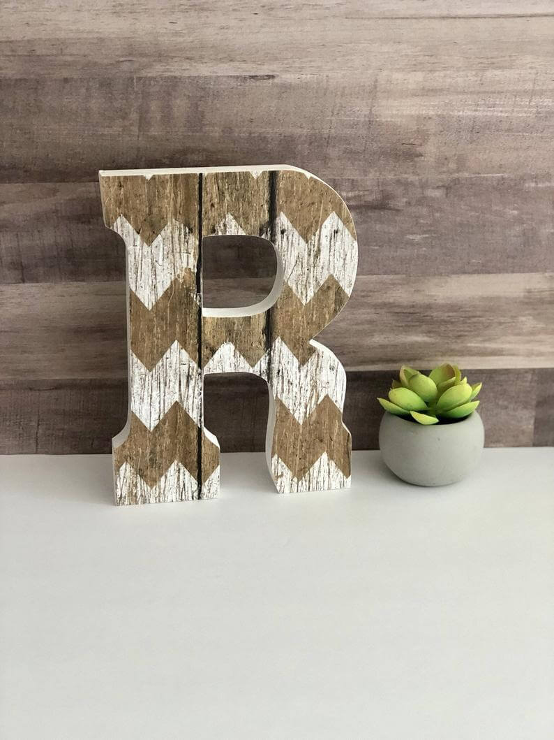 Rustic Theme Wooden Decorative Standing Letter