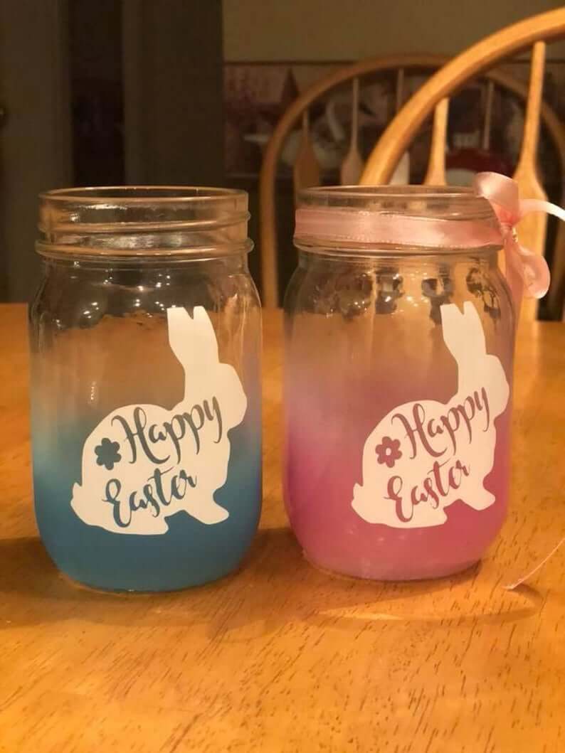 Happy Easter Bunny Mason Jars