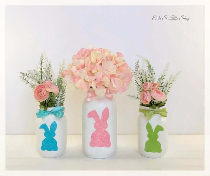 Shabby Chic Easter Mason Jar Centerpieces