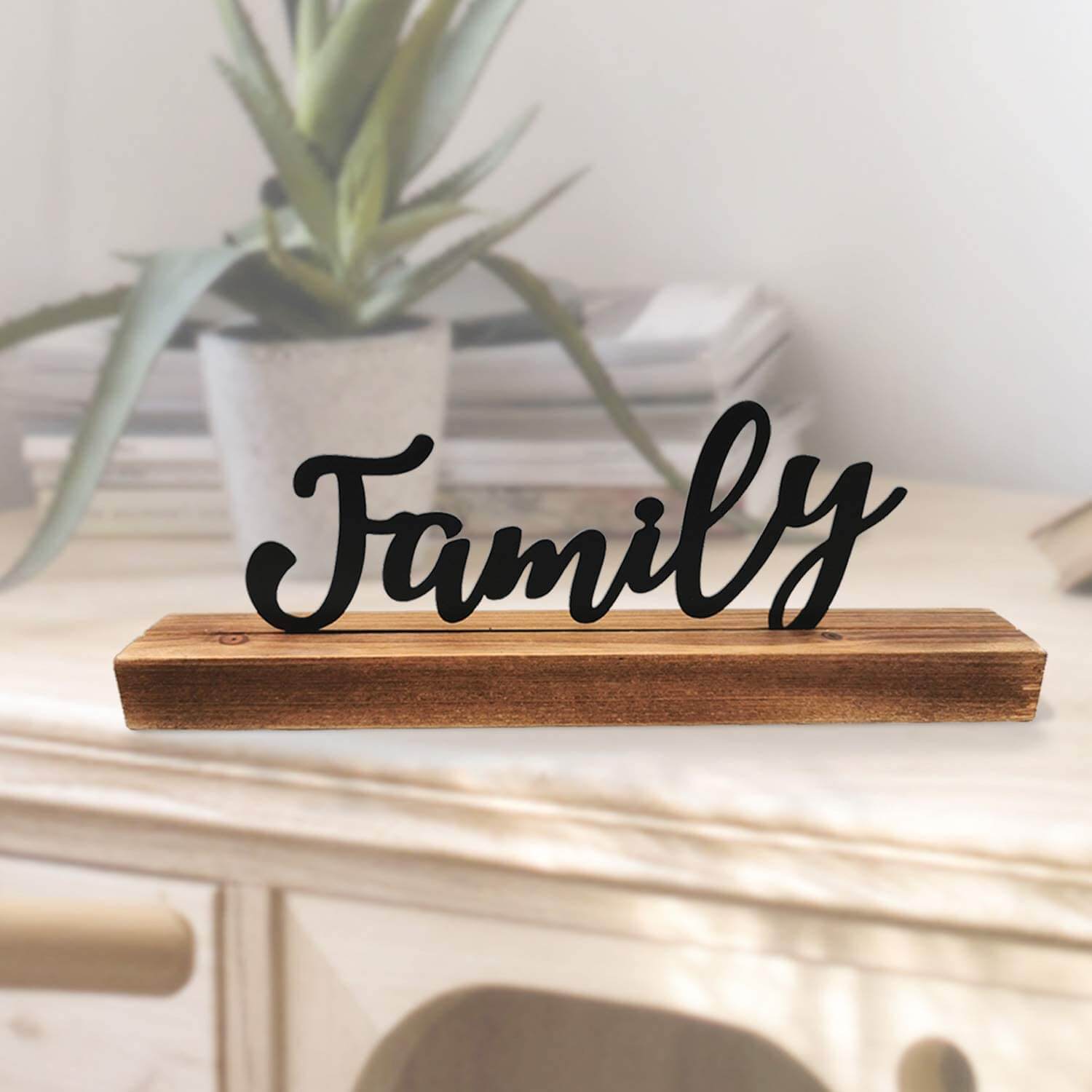 Metal Cut-Out Family Wooden Sign