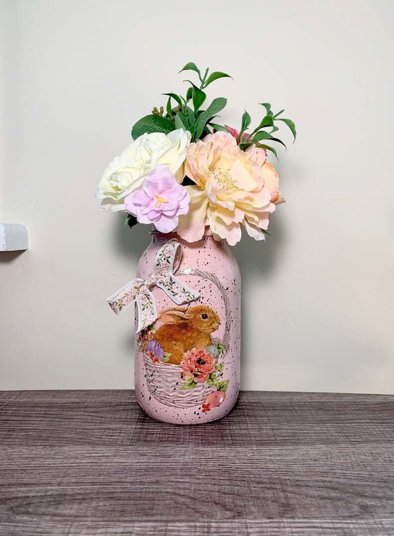 Elegant Easter Bunny Basket Mason Jar