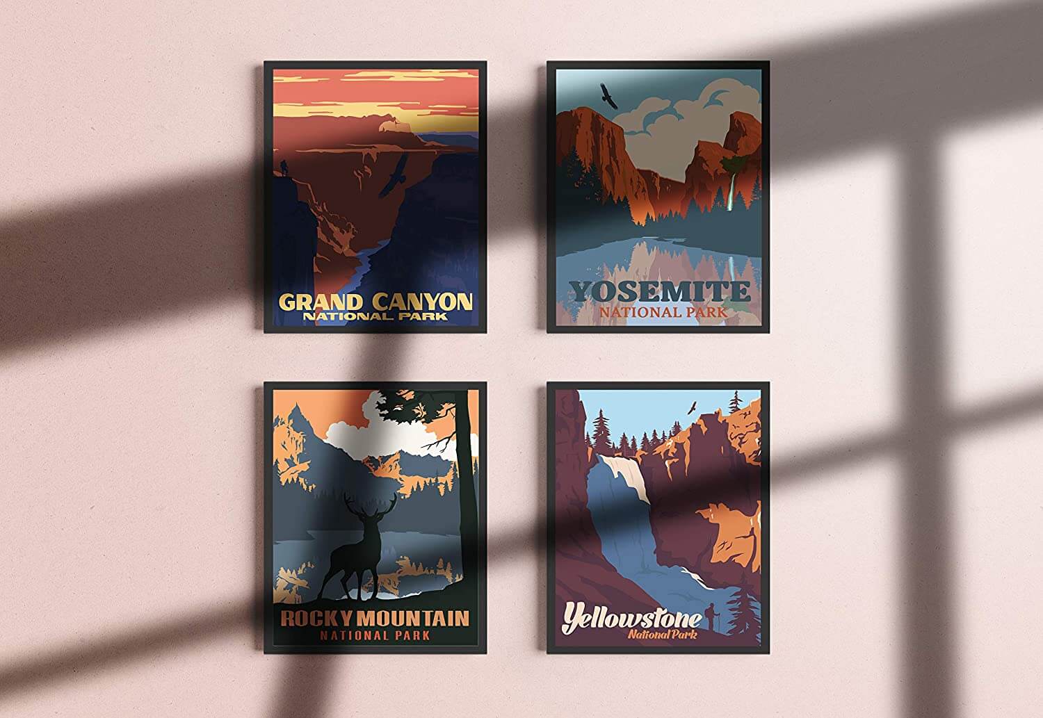 Four Retro-Inspired National Park Illustrations