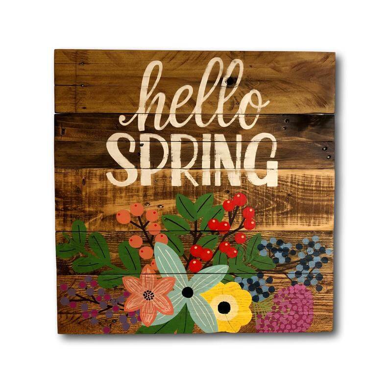 Reclaimed Pallet Wood “Hello Spring” Sign