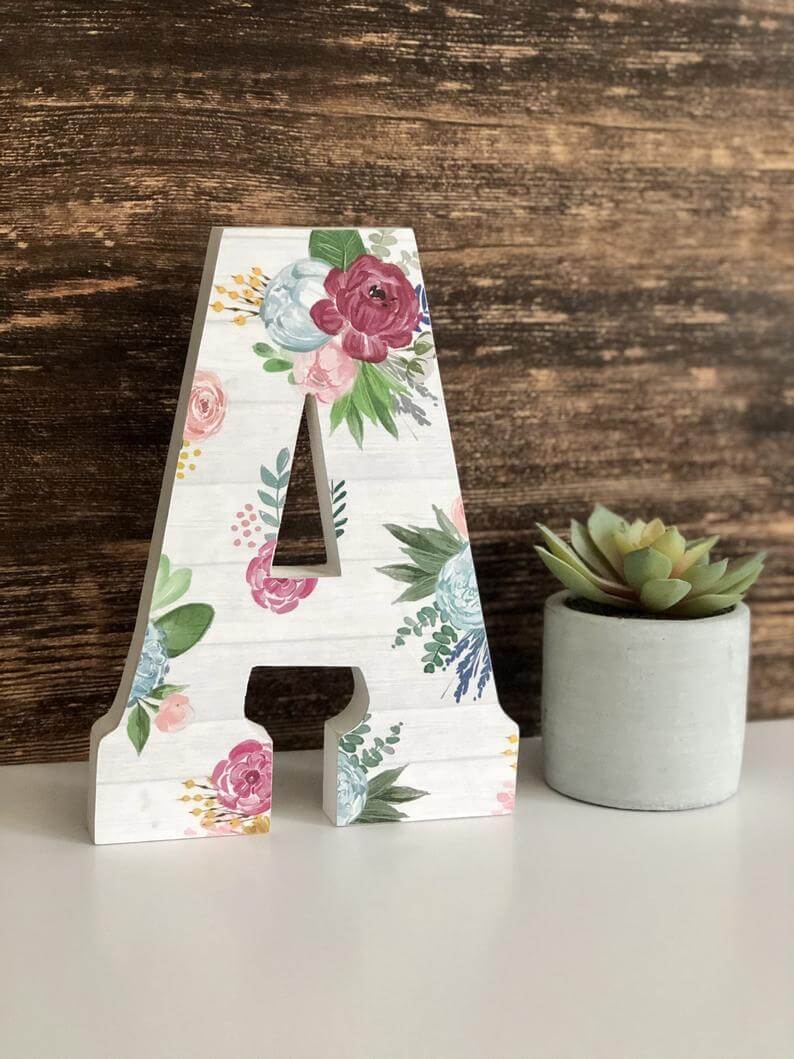 Custom Wooden Patterned Style Letter