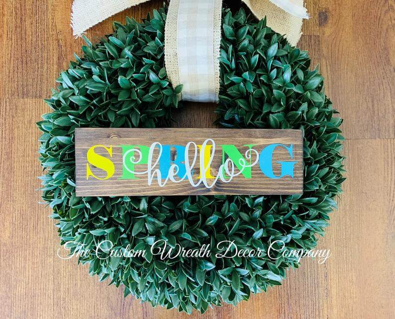 Colorful “Hello Spring” Rustic Wooden Sign