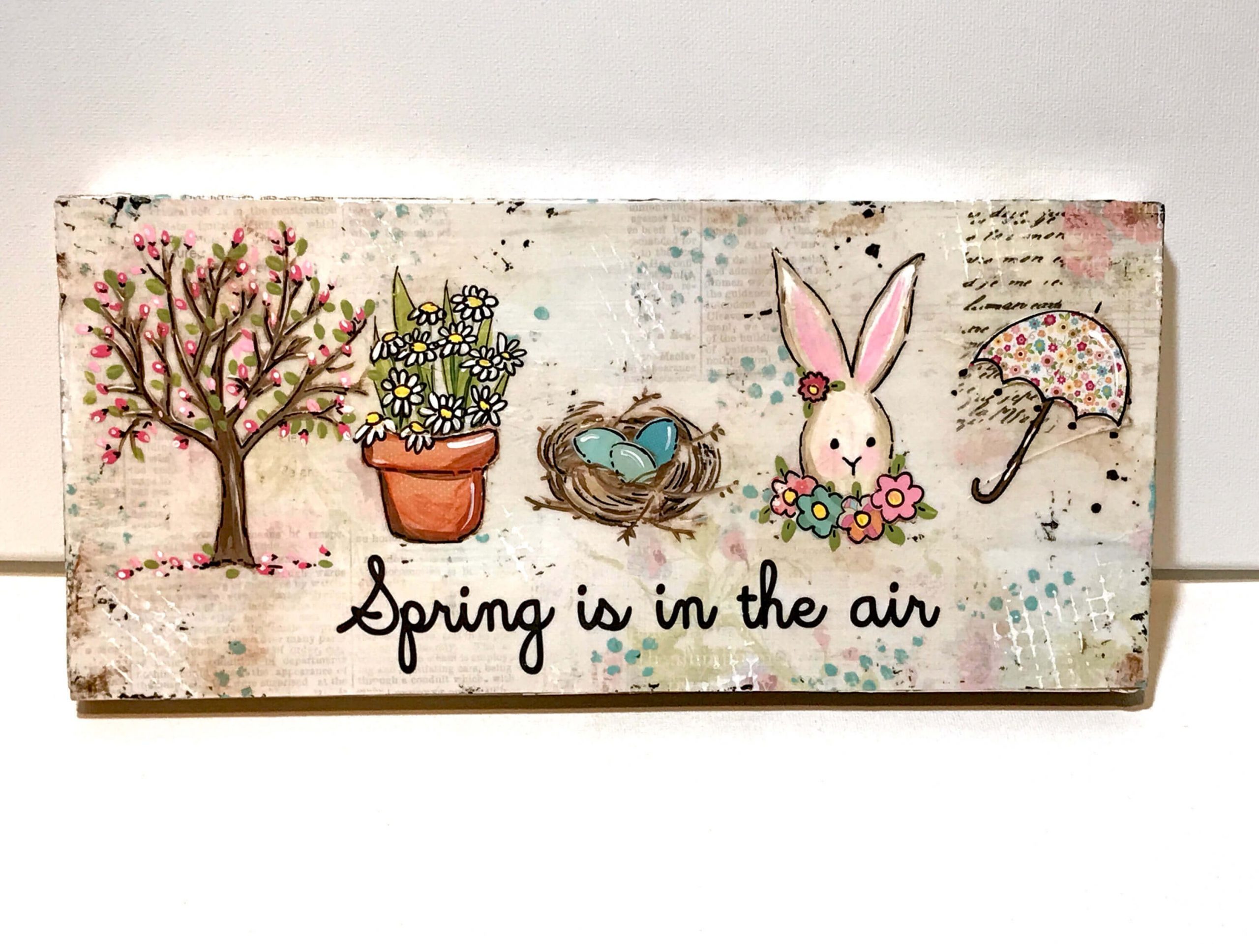 Mixed Media Farmhouse Spring Decor Sign