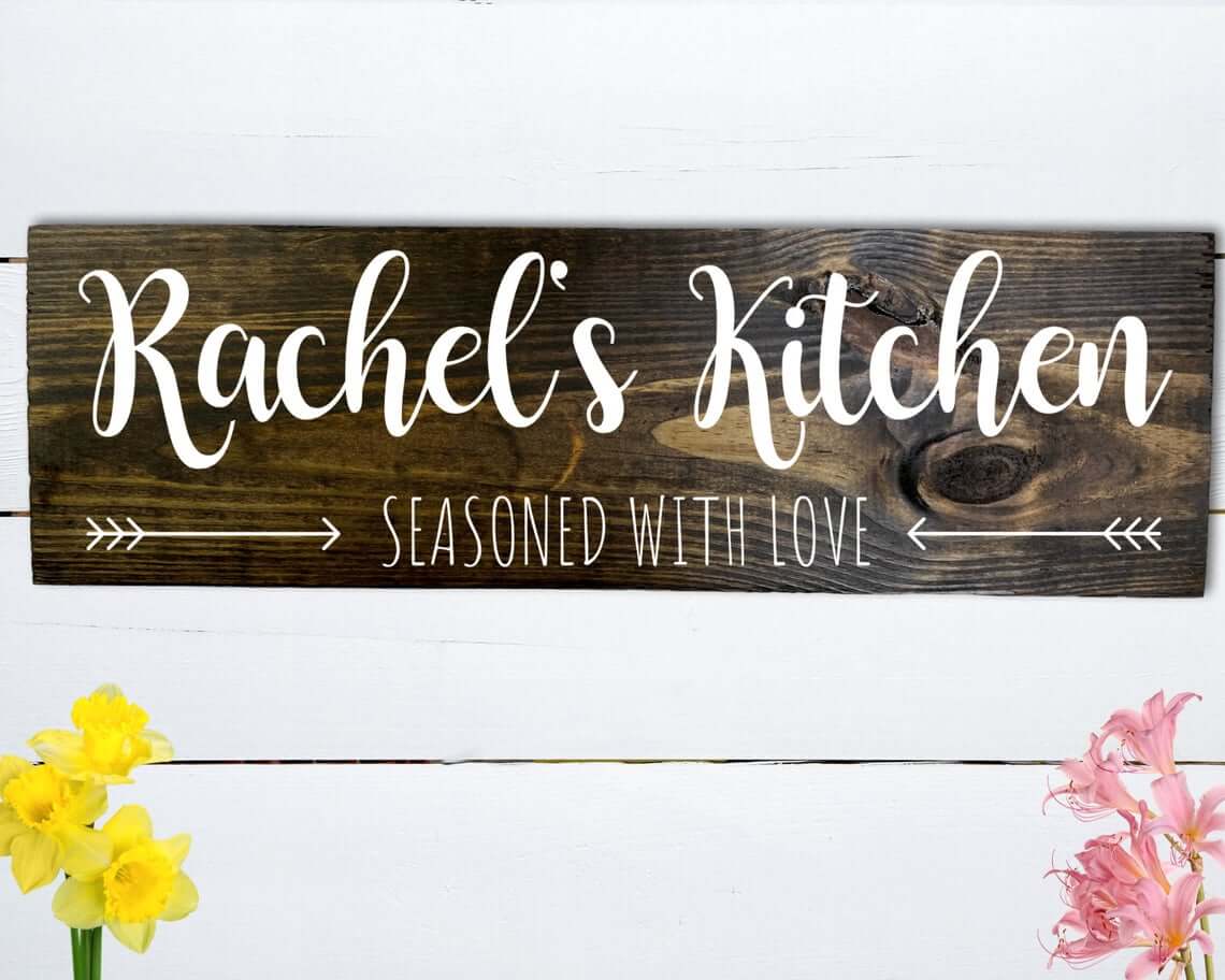  Rustic and Seasoned with Love Kitchen Sign