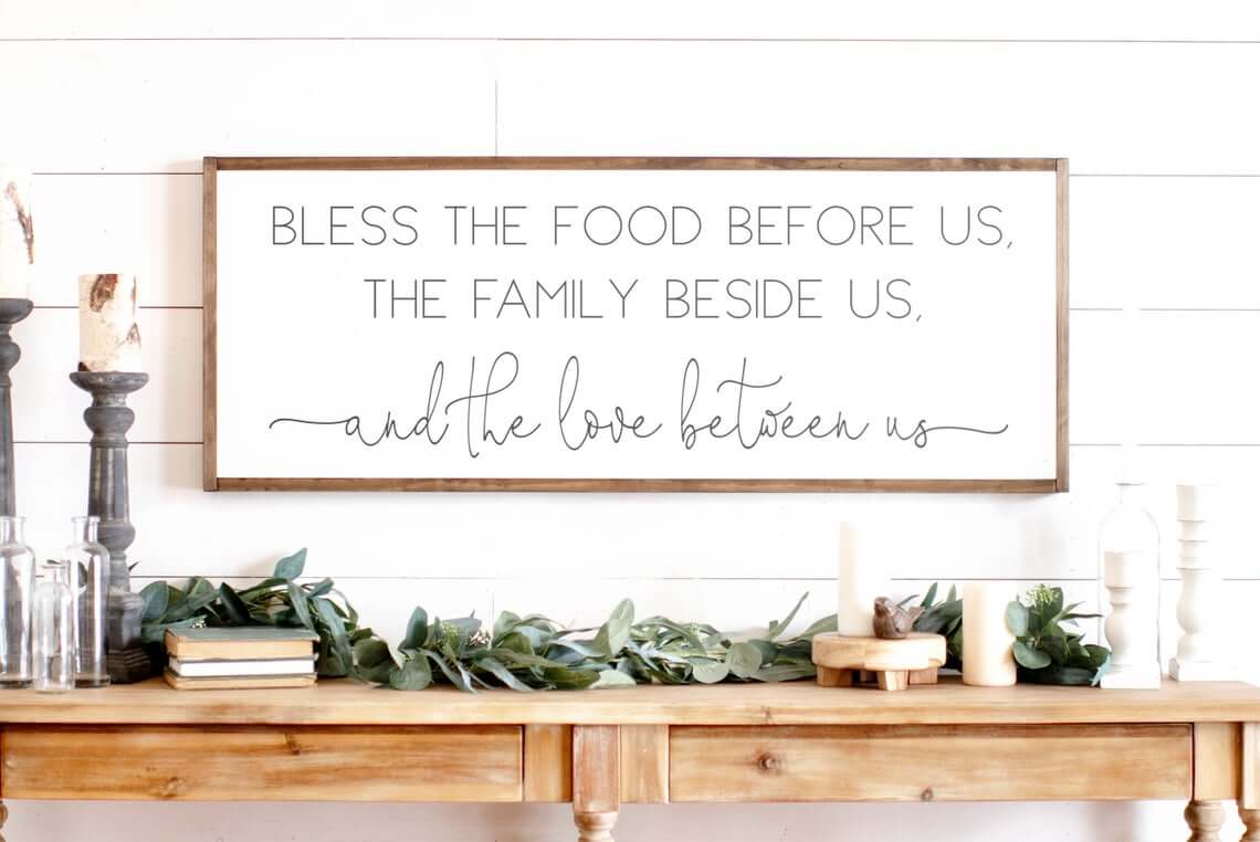 White and Wood Meal Time Blessings Sign