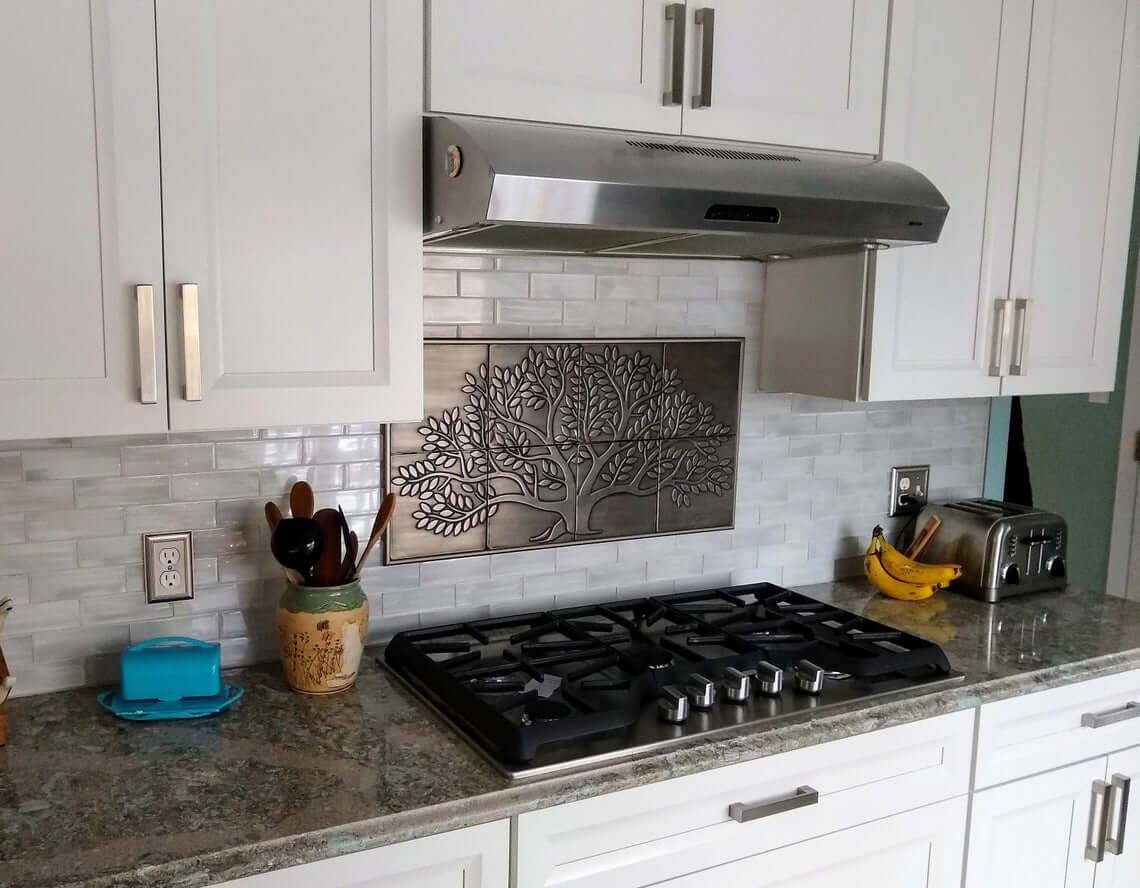 Metal Tile Flourishing Tree Kitchen Artwork