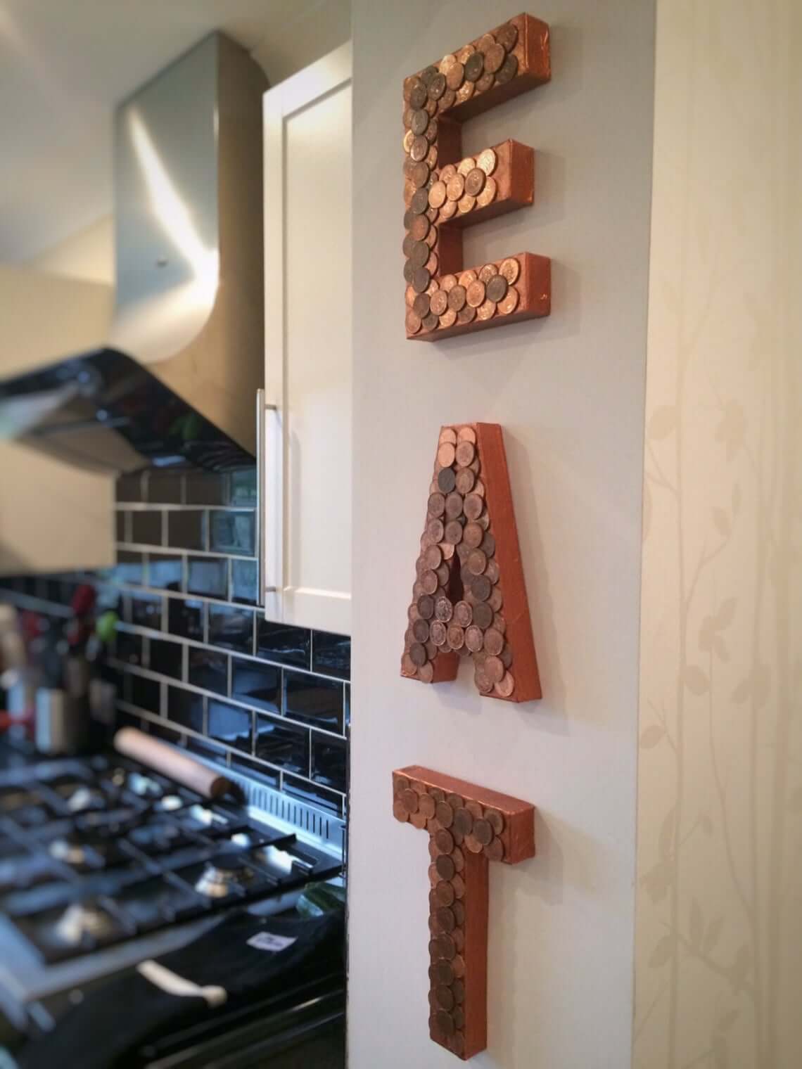 Shiny Copper Pennies EAT Kitchen Sign