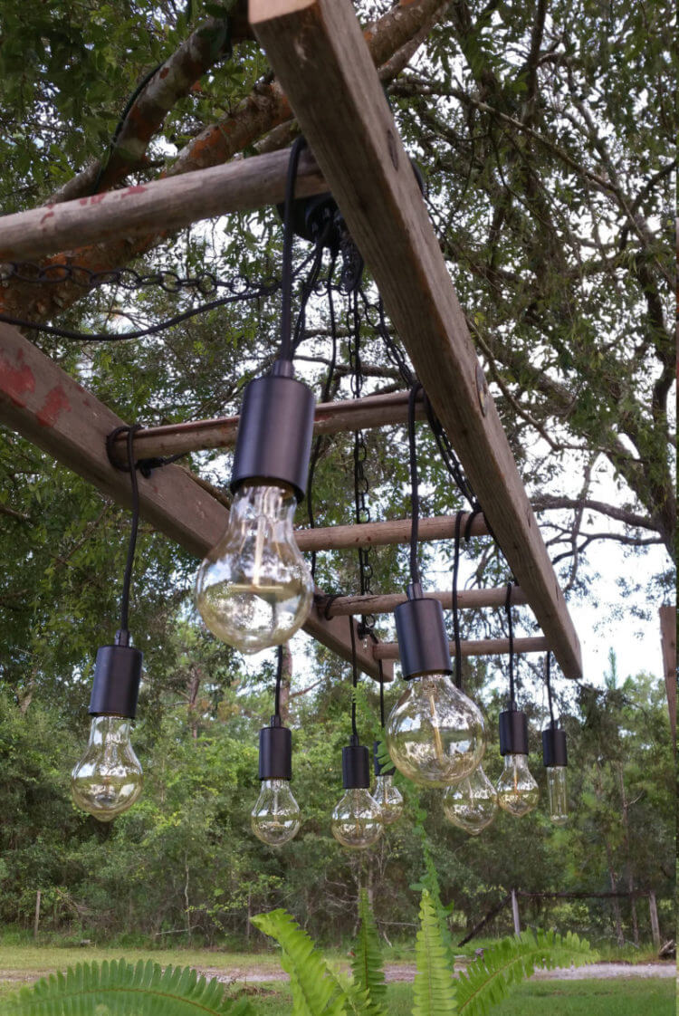 Vintage Ladder Hanging Light Bulb Strand